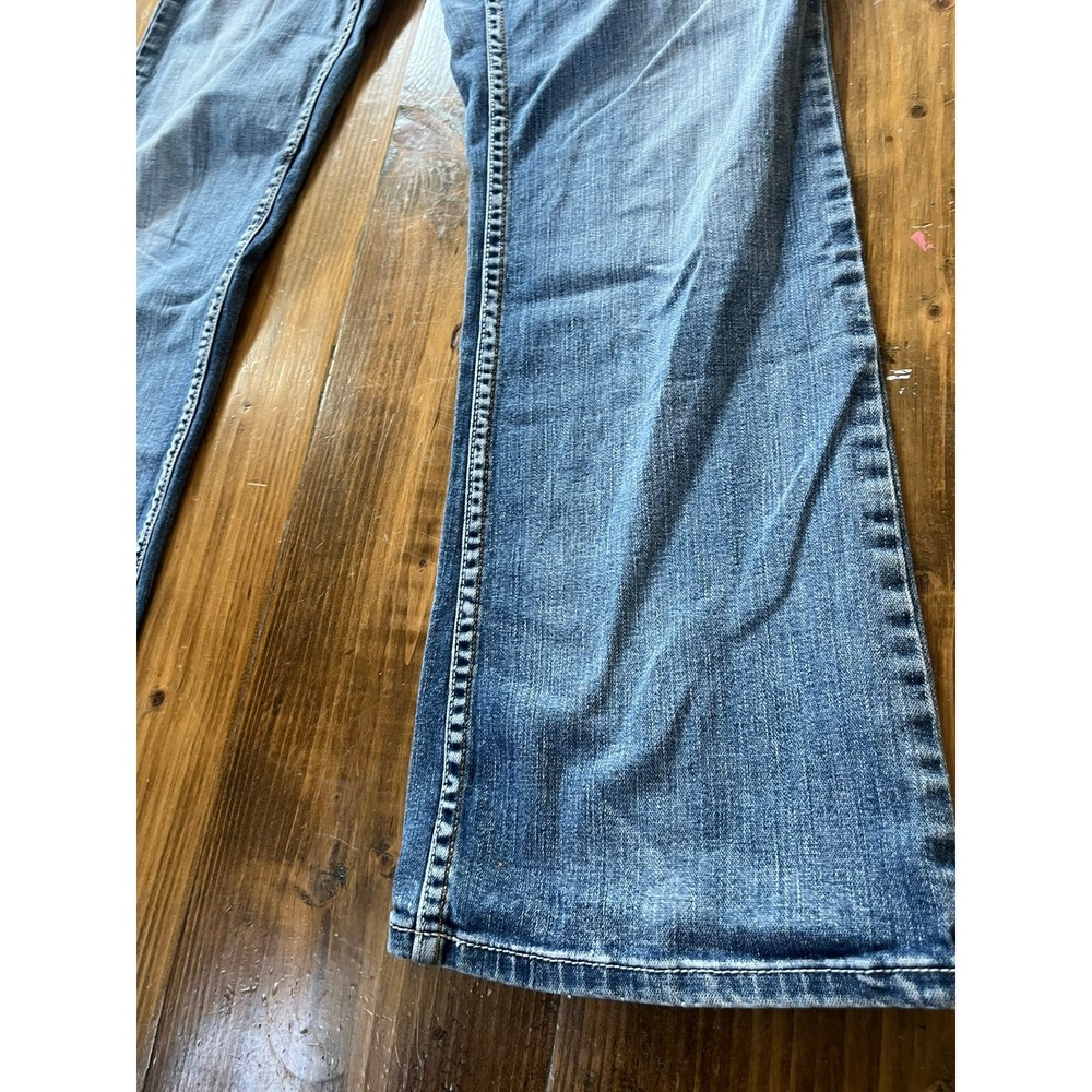 Harley-Davidson Womens Bootcut Jeans Blue Embroidered Rhinestone Wing Size 14 - Picture 3 of 9